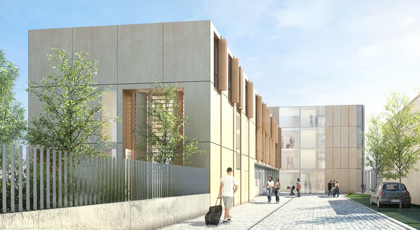 Internat de 99 lits - Concours Laureat - Lycée Geoffroy Saint-Hilaire (91)<br>Architecte co-traitant : STUDIO ITA